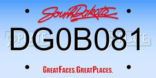 DG0B081 South Dakota License Plate