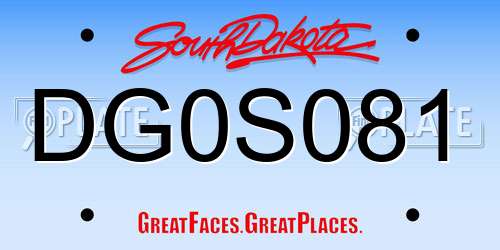 DG0S081 South Dakota License Plate