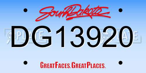 DG13920 South Dakota License Plate