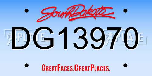 DG13970 South Dakota License Plate