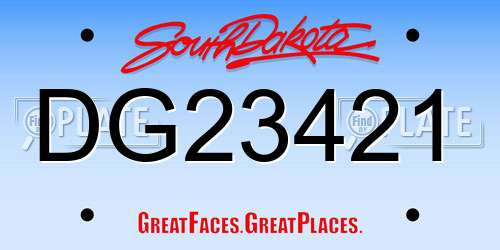DG23421 South Dakota License Plate
