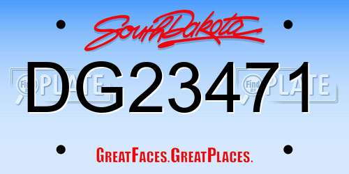 DG23471 South Dakota License Plate