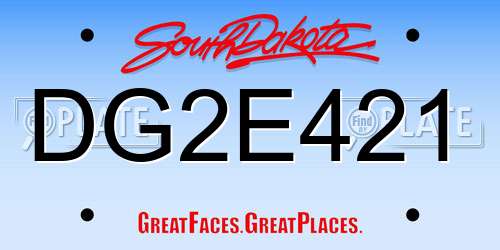 DG2E421 South Dakota License Plate
