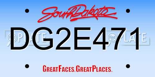 DG2E471 South Dakota License Plate