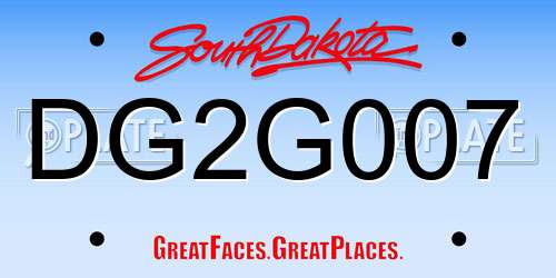 DG2G007 South Dakota License Plate