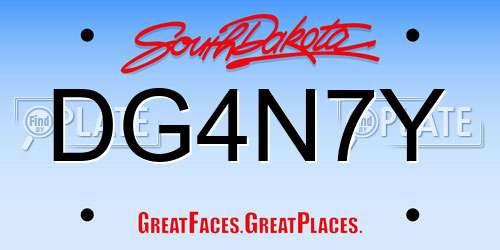 DG4N7Y South Dakota License Plate