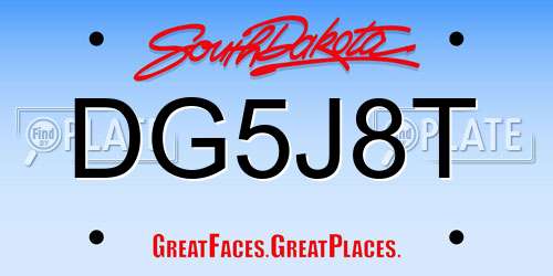DG5J8T South Dakota License Plate