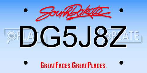 DG5J8Z South Dakota License Plate