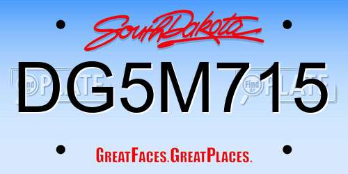 DG5M715 South Dakota License Plate