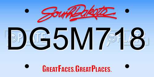 DG5M718 South Dakota License Plate
