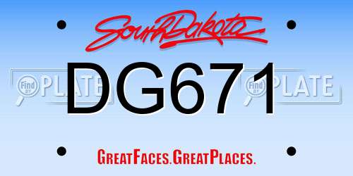 DG671 South Dakota License Plate