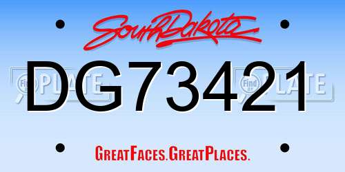 DG73421 South Dakota License Plate