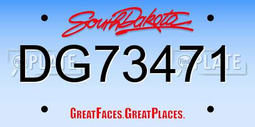 DG73471 South Dakota License Plate