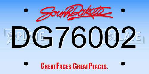 DG76002 South Dakota License Plate