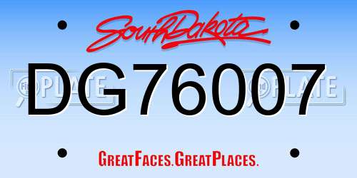 DG76007 South Dakota License Plate