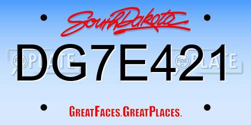 DG7E421 South Dakota License Plate
