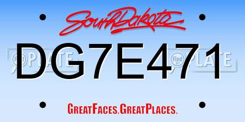 DG7E471 South Dakota License Plate