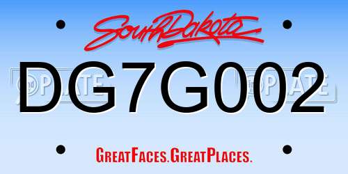 DG7G002 South Dakota License Plate