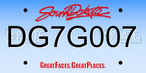 DG7G007 South Dakota License Plate
