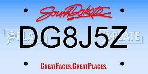 DG8J5Z South Dakota License Plate