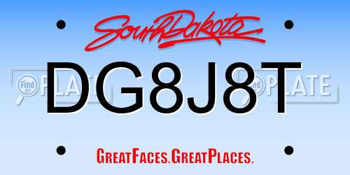 DG8J8T South Dakota License Plate
