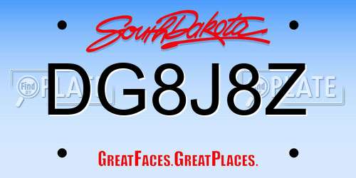 DG8J8Z South Dakota License Plate