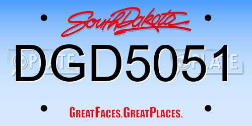 DGD5051 South Dakota License Plate