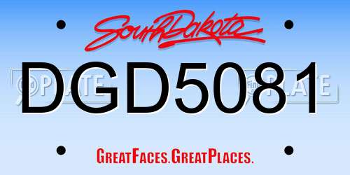DGD5081 South Dakota License Plate
