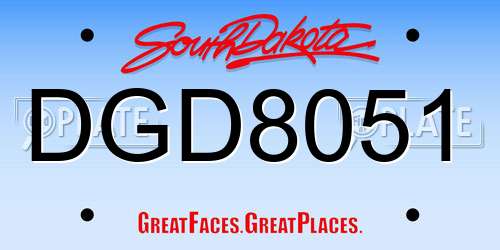 DGD8051 South Dakota License Plate