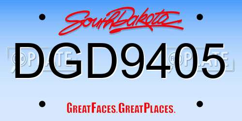 DGD9405 South Dakota License Plate