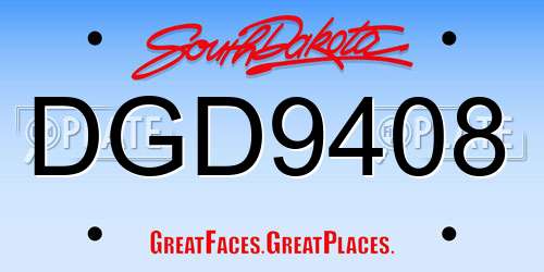 DGD9408 South Dakota License Plate