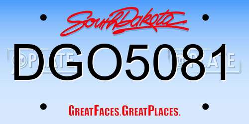 DGO5081 South Dakota License Plate