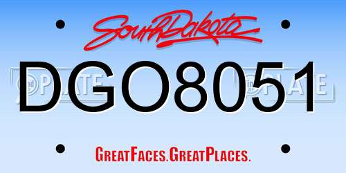 DGO8051 South Dakota License Plate