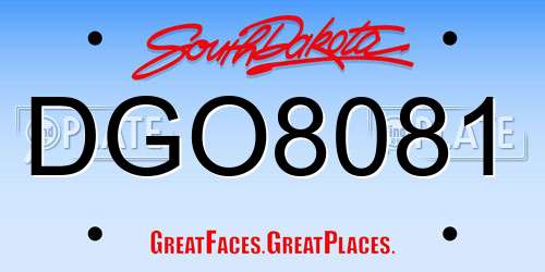 DGO8081 South Dakota License Plate