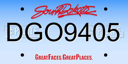 DGO9405 South Dakota License Plate