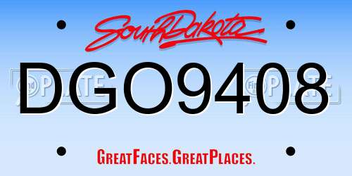DGO9408 South Dakota License Plate