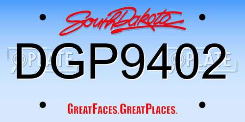 DGP9402 South Dakota License Plate