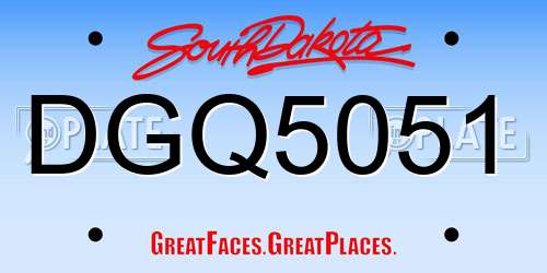 DGQ5051 South Dakota License Plate