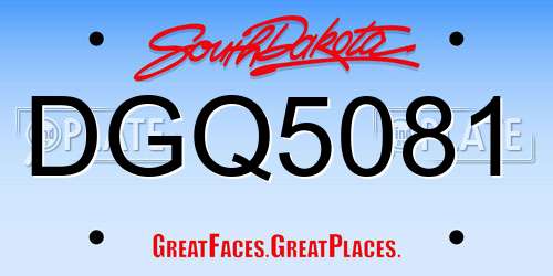 DGQ5081 South Dakota License Plate