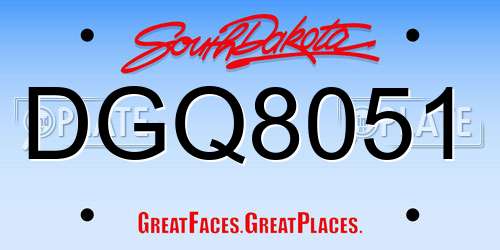 DGQ8051 South Dakota License Plate