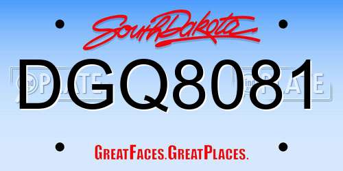 DGQ8081 South Dakota License Plate
