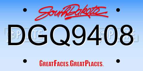 DGQ9408 South Dakota License Plate
