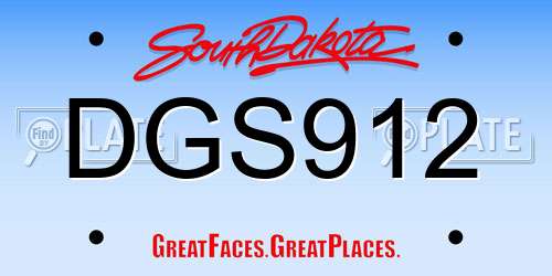 DGS912 South Dakota License Plate