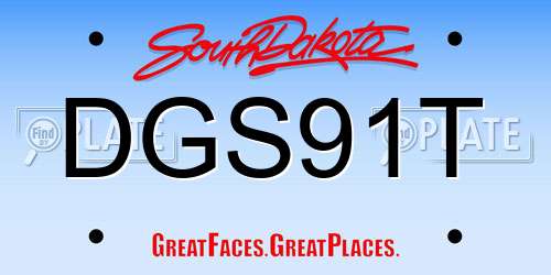 DGS91T South Dakota License Plate
