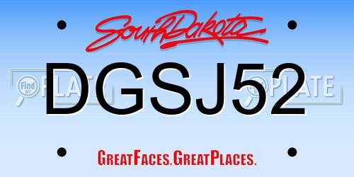 DGSJ52 South Dakota License Plate