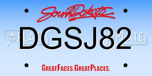 DGSJ82 South Dakota License Plate