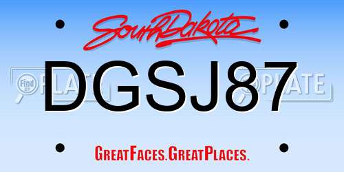 DGSJ87 South Dakota License Plate