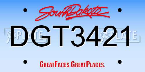 DGT3421 South Dakota License Plate
