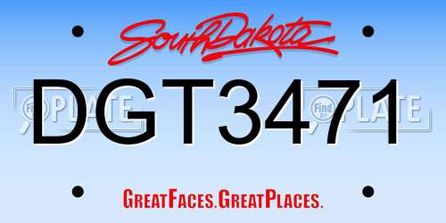 DGT3471 South Dakota License Plate