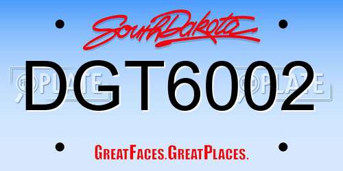 DGT6002 South Dakota License Plate